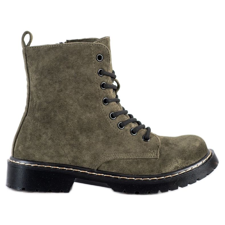 Small Swan Trapper in pelle scamosciata verde