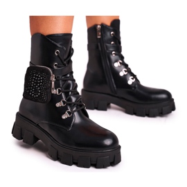 HAN Stivali da donna sulla piattaforma nera Seoul Warm nero