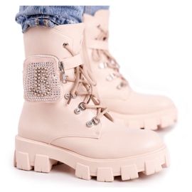 FS1 Stivali Da Donna Sulla Piattaforma Beige Warm Seoul