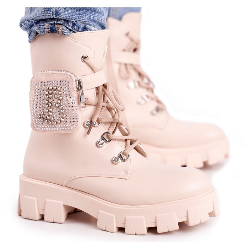 FS1 Stivali Da Donna Sulla Piattaforma Beige Warm Seoul