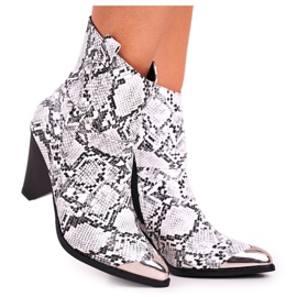 FG1 Stivali Alti Donna Punta Acciaio Snake Eternally bianco nero