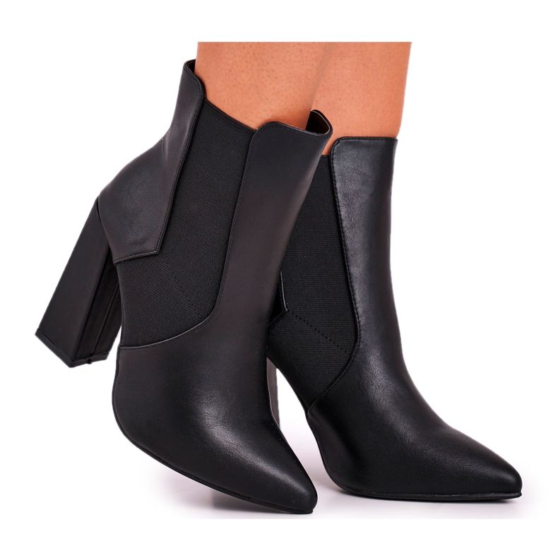 FG1 Stivali da donna con tacco e polsini neri Good Vibes nero