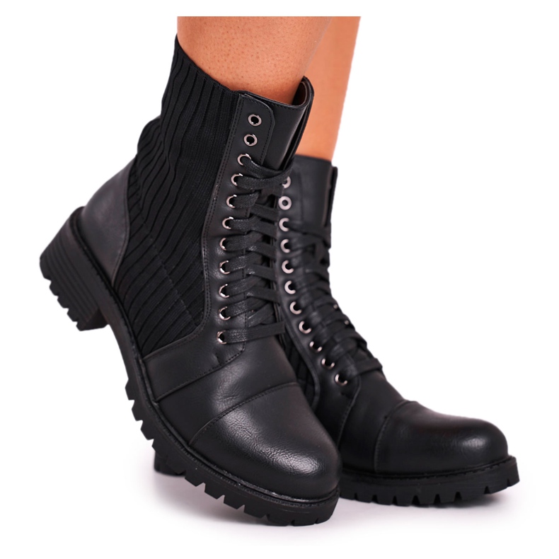 FG1 Stivali da donna Brielle neri con calzino nero