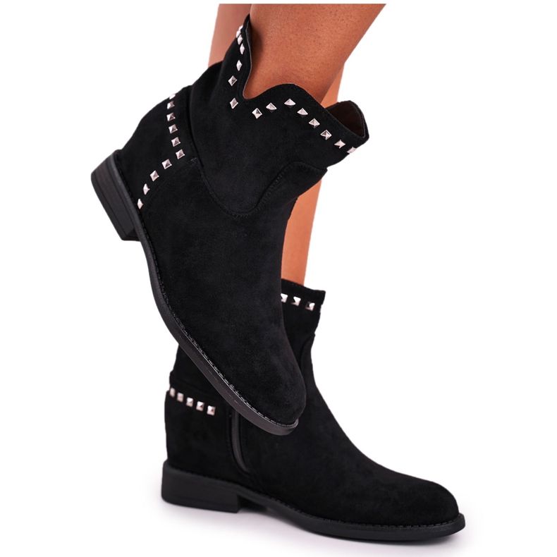Marquiiz Stivali da donna su un tacco piatto Black Autumn Vibes nero