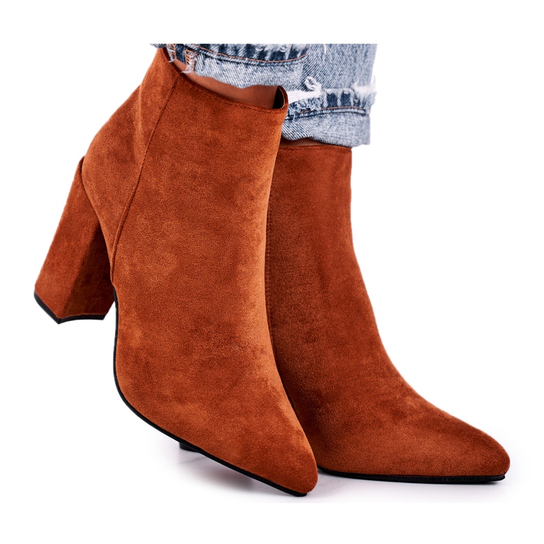 FW1 Stivali da donna con tacco Suede Camel Sharks marrone