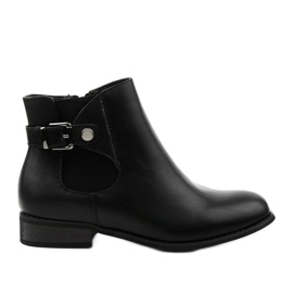 Stivaletti neri piatti con elastico e cerniera 20Y8035-1 nero