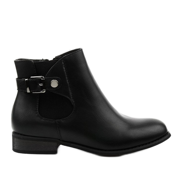 Stivaletti neri piatti con elastico e cerniera 20Y8035-1 nero