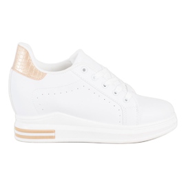 SHELOVET Scarpe sportive su una zeppa bianco d'oro