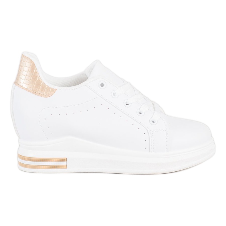SHELOVET Scarpe sportive su una zeppa bianca d'oro