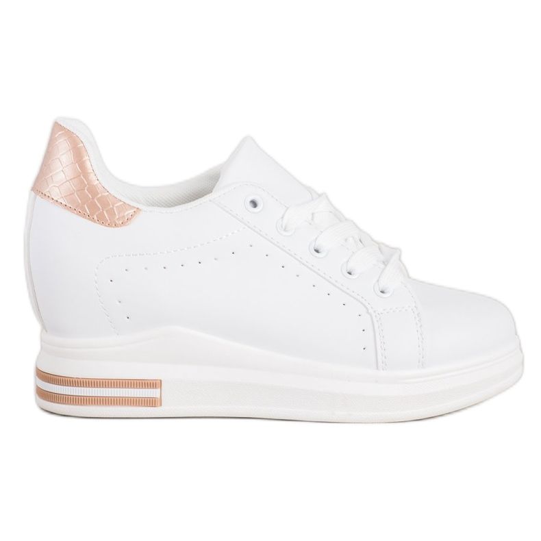 SHELOVET Scarpe sportive su una zeppa bianca d'oro