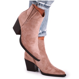 FB2 Stivali da donna con tacco alto color kaki beige rosa