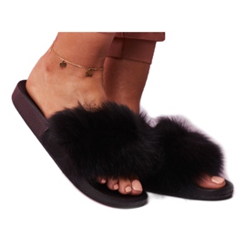 SEA Pantofole da donna con pelliccia Nero Belmondo