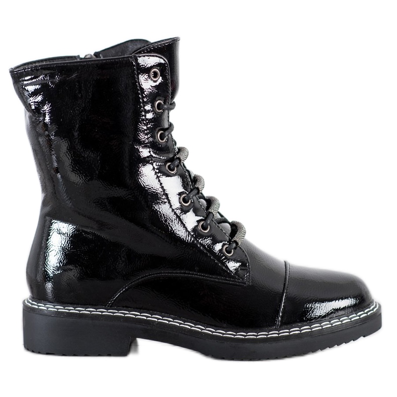 Goodin Stivaletti laccati con lacci nero