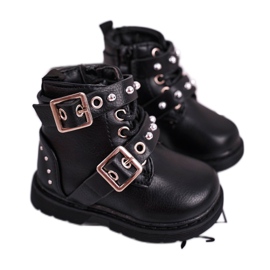 FRROCK Stivali per bambini riscaldati con pelliccia Black Mary nero