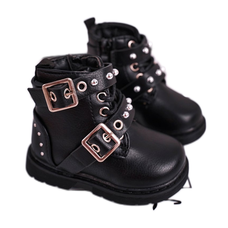 FRROCK Stivali Bambini Riscaldati Con Pelliccia Black Mary nero