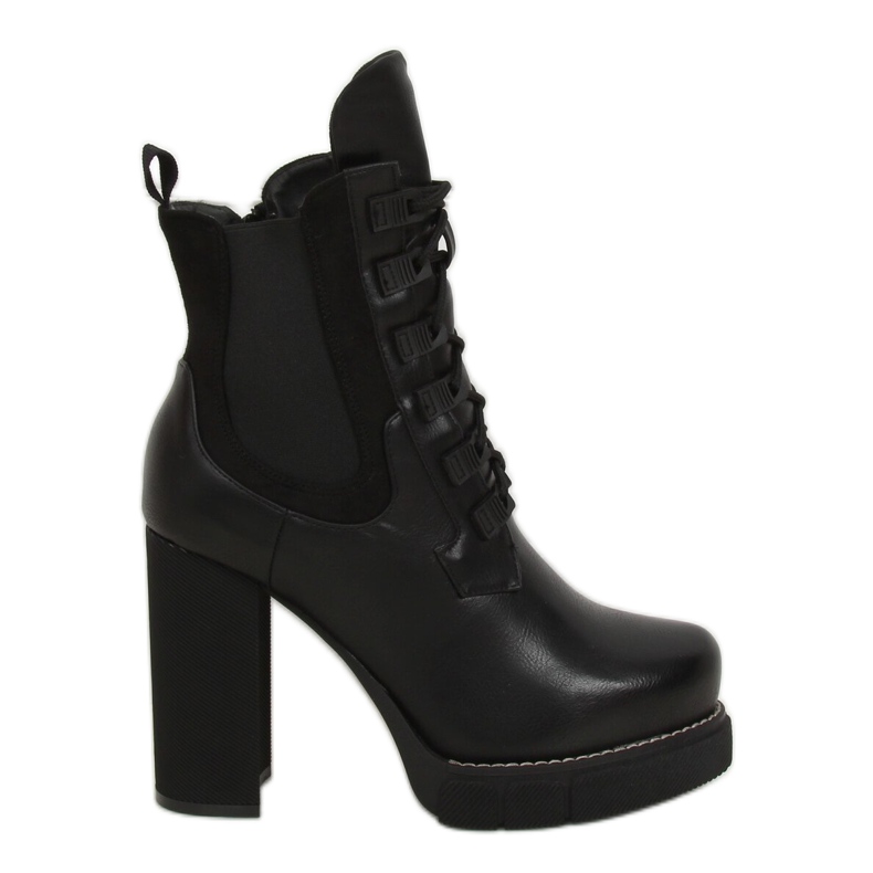 Stivali neri con tacco largo DF3718 Nero