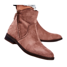Stivali da Cowboy da Donna con Tacco Piatto Kaki Plemmi beige