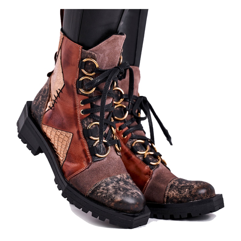 Stivali Donna Pelle Maciejka Rosso 04184-29 / 00-3 marrone multicolore