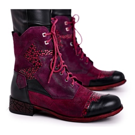 Stivali da donna caldi in pelle Maciejka Viola 04625-23 rosso multicolore