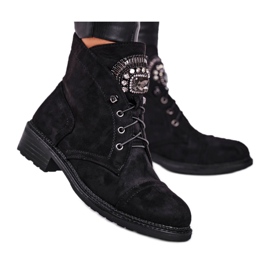 Stivaletti Donna Scamosciato Cristalli Nero Hondus
