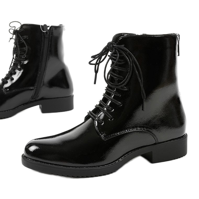 Stivali da lavoro da donna in vernice nera A8316 / B nero