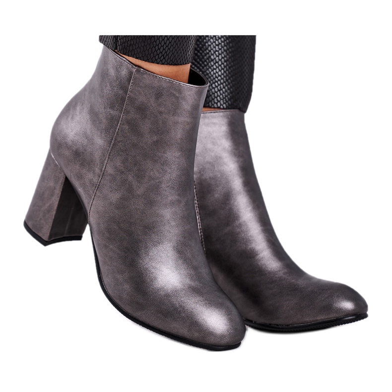 FW1 Stivali Donna Con Tacco Grigio Gun