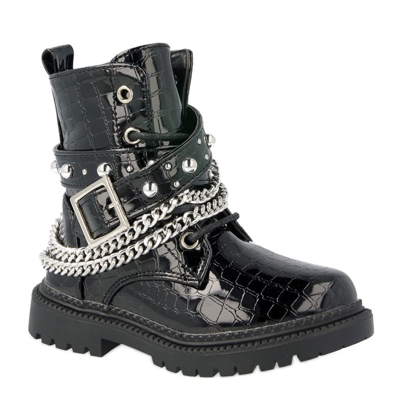 FRROCK Stivali Bambini Riscaldati Con Pelliccia, Dolly Nero Laccato
