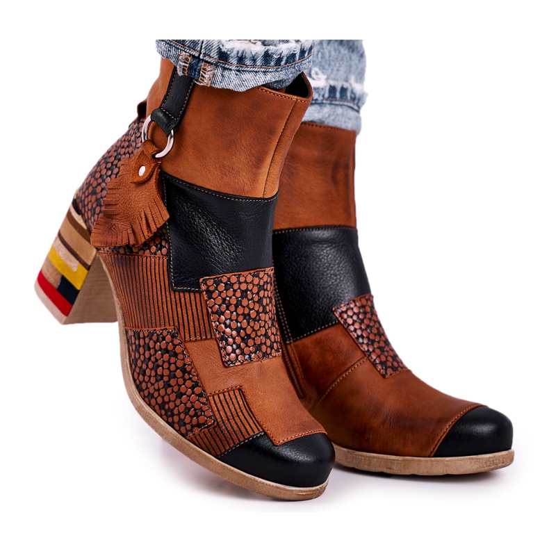 Stivali in pelle da donna Maciejka Rude 04635-29 marrone multicolore