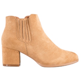 Bella Paris Stivaletti corti in pelle scamosciata beige