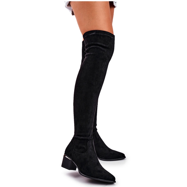 FRBS Stivali Al Ginocchio Donna Eco-Suede Nero Indaco