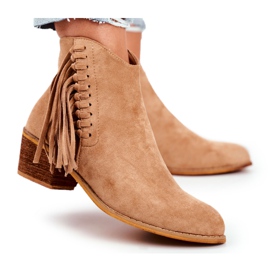 Stivali Da Donna Con Tacco Alto Con Frange Stivali Da Cowboy Khaki Mirage cachi