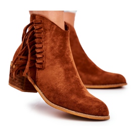 Stivali Da Donna Con Tacco Alto Con Frange Cowboy Camel Mirage marrone