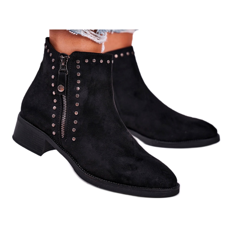 Stivali da donna su rivetti con tacco alto Black Control nero
