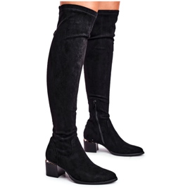 Stivali al ginocchio da donna in ecopelle scamosciata nero Can't Stop