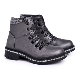 Stivali da bambino con pelle di pecora grigio Snowflake