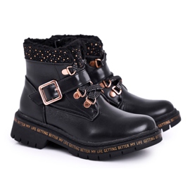 Stivali da bambino per bambini Black Rhythm con pelle di pecora nero