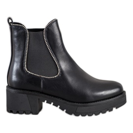 SHELOVET Stivaletti Chelsea con zirconi nero