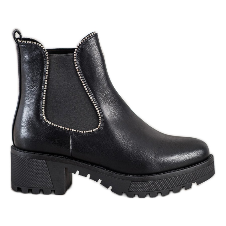 SHELOVET Stivaletti Chelsea con zirconi nero