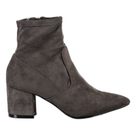 SHELOVET Stivali con tacco in pelle scamosciata color kaki cachi
