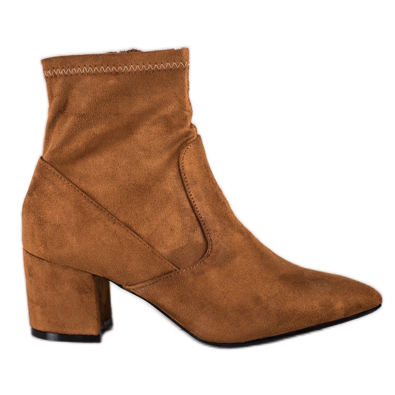 SHELOVET Stivali con tacco alto in camoscio marrone