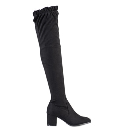 SHELOVET Stivali alti in pelle scamosciata nero