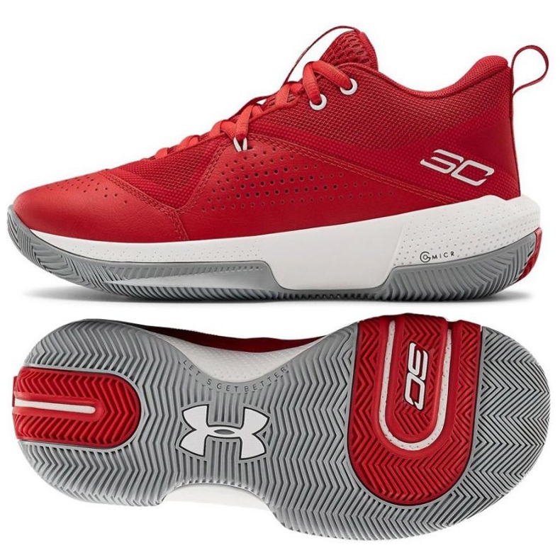 Scarpe da basket Under Armour Gs Sc 3Zero Iv Boys Jr 3023918-600 rosso arance e rosse