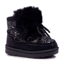 FRROCK Stivali Da Neve Per Bambini Con Pelliccia Minnie Nero argento