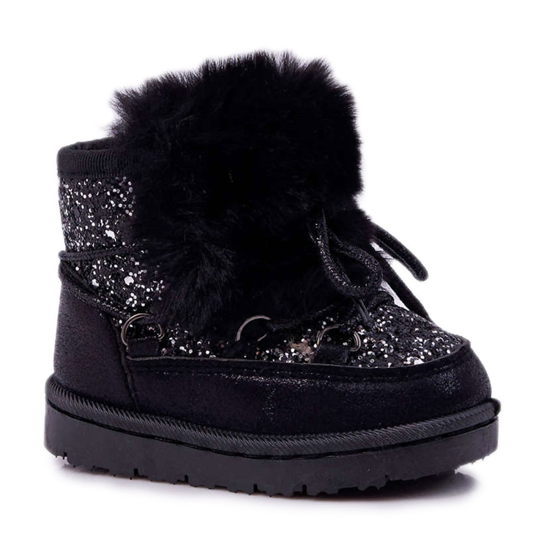 FRROCK Stivali Da Neve Per Bambini Con Pelliccia Minnie Nero d'argento