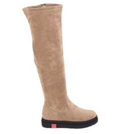Stivali sopra il ginocchio con suola spessa beige NS135P Beige