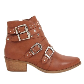 Stivali con borchie cammello CK568 Brown marrone