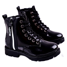 Vinceza Stivali da bambino Warm con cerniera laccati Black Falcon nero