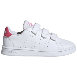Adidas Advantage C scarpe da bambino bianche e rosa EF0221 bianco