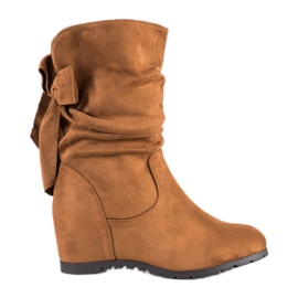 SHELOVET Stivali con zeppa alta marrone