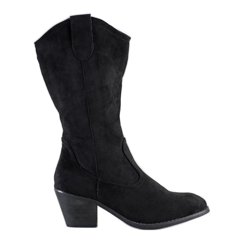 SHELOVET Stivali da cowboy in pelle scamosciata nero